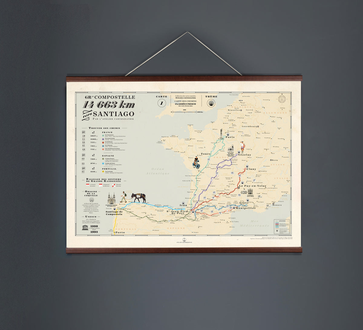 Carte des chemins de Compostelle | France-Espagne
